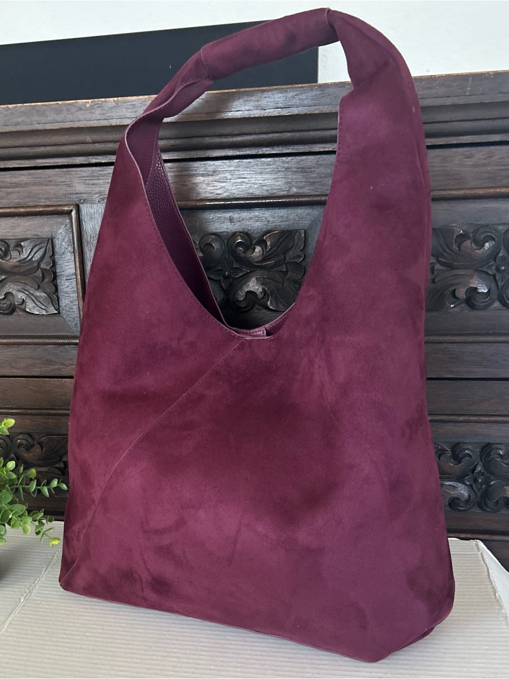 Banana Republic Burgundy Suede Hobo Shoulder Bag